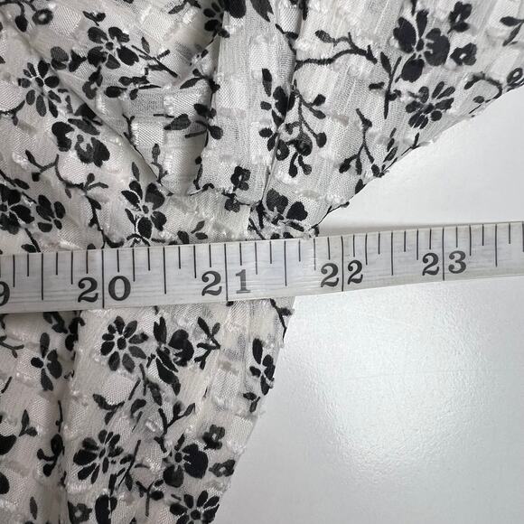 Madewell Women's Peplum Blouse Black and White Ditsy Floral Print Airy Size XL - Picture 11 of 16